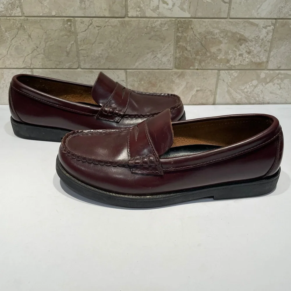 Sperry Top-Sider Colton Kids Burgundy Leather Penny Loafers Size 5M